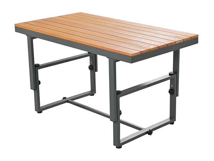 Multifunktionale Gartenmöbel – 6 Plätze – 2 Sofas und 1 Couchtisch – 2 Klappsitze – Grau