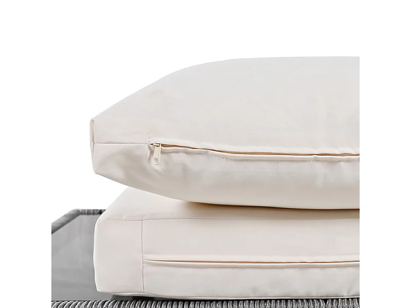 Modulair tuinmeubilair in gegalvaniseerd staal en versierd met touw - 4 plaatsen - 1 bank, 2 fauteuils en 1 salontafel - Beige