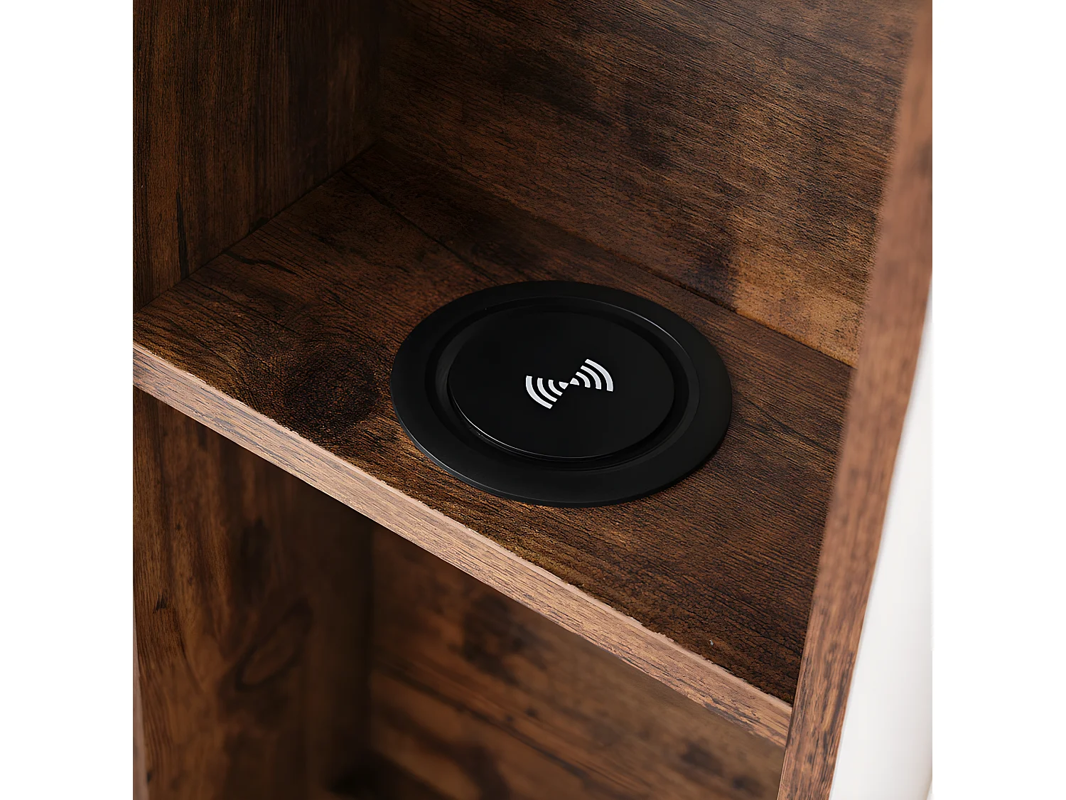 Bed met lades 160x200cm bekleed met fluweel - met draadloos opladen en lattenbodem - Beige