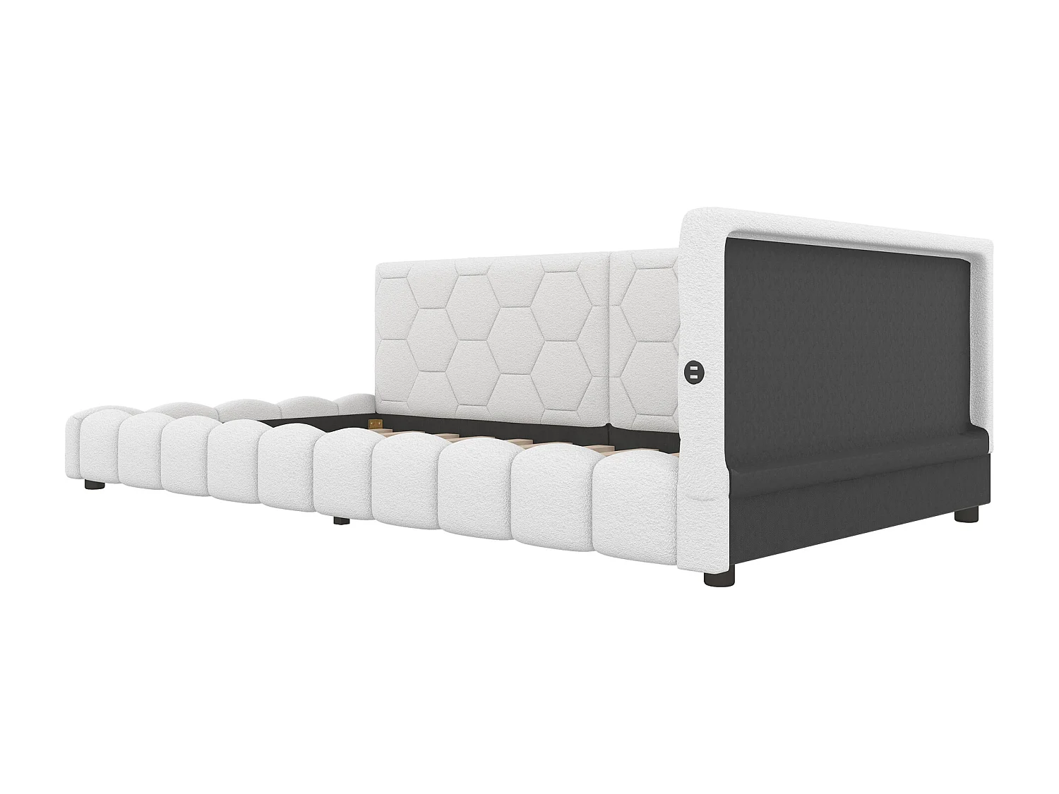 Divano letto in velluto 90x200 cm - con LED e porta USB - Bianco