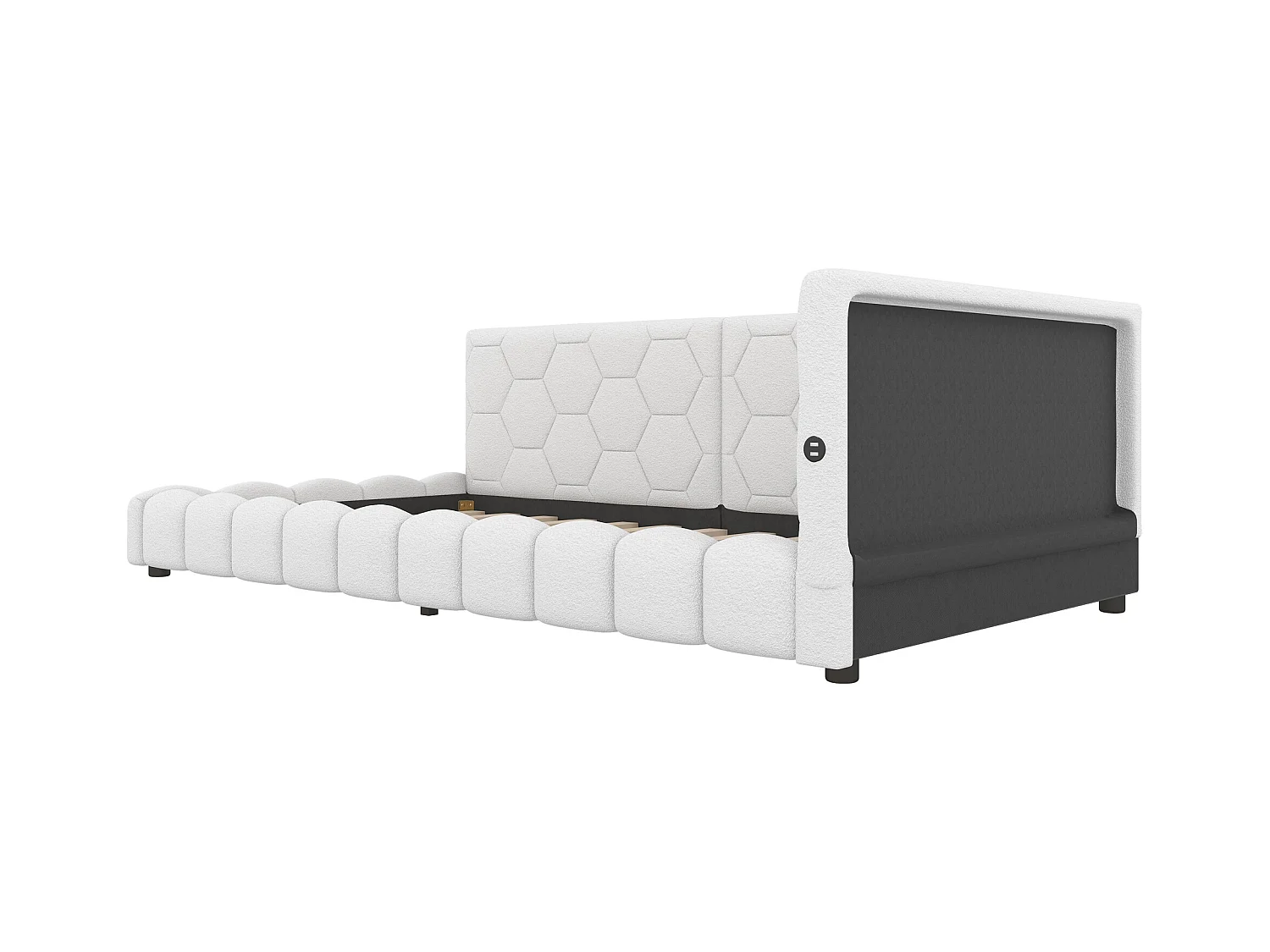 Fluwelen slaapbank 90x200cm - met LED en USB-poort - Wit