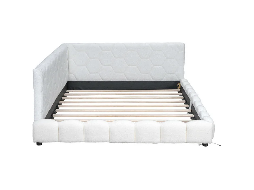 Fluweel daybed 140x200cm - met LED en USB poort - Wit