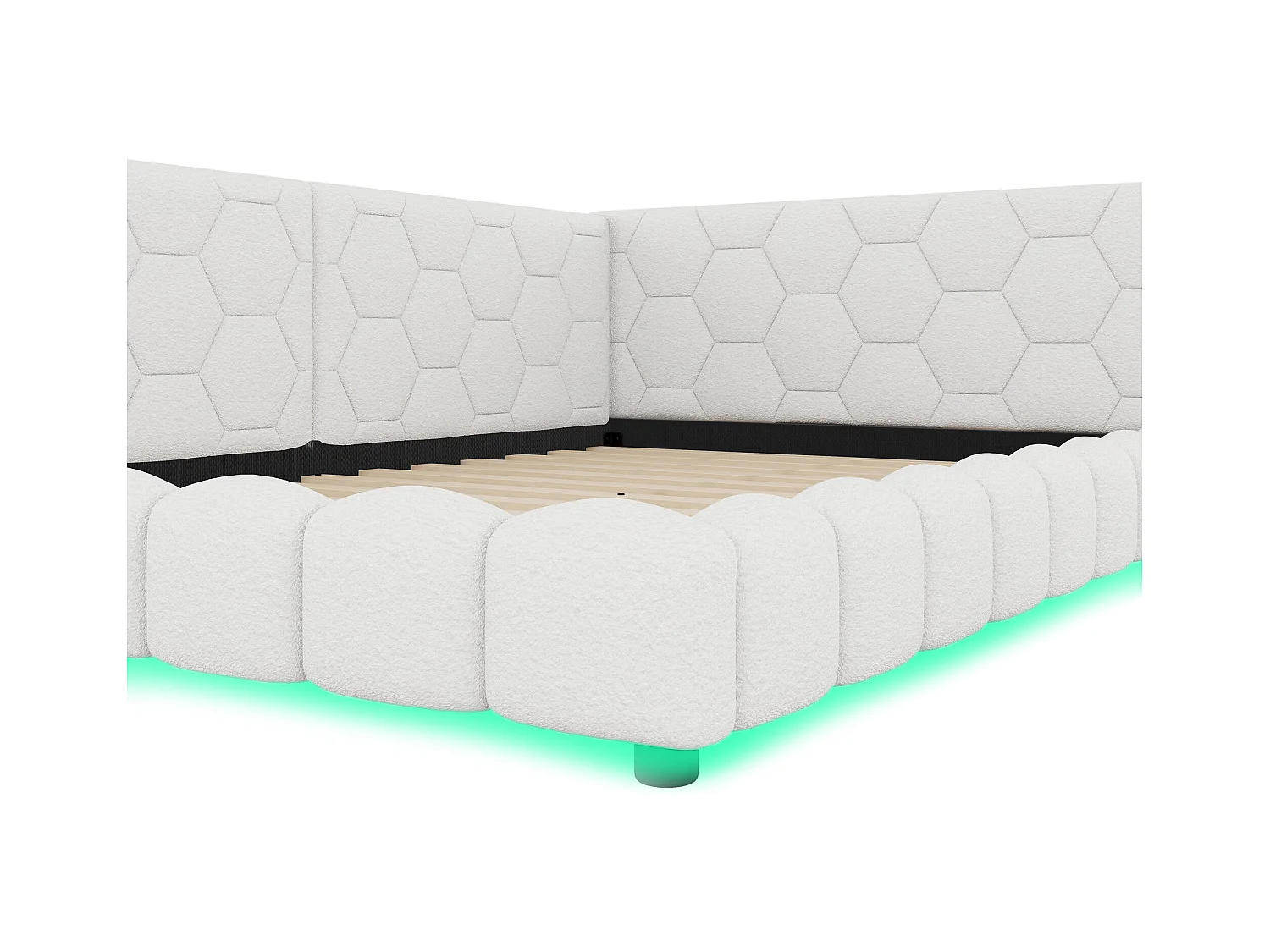 Fluweel daybed 140x200cm - met LED en USB poort - Wit