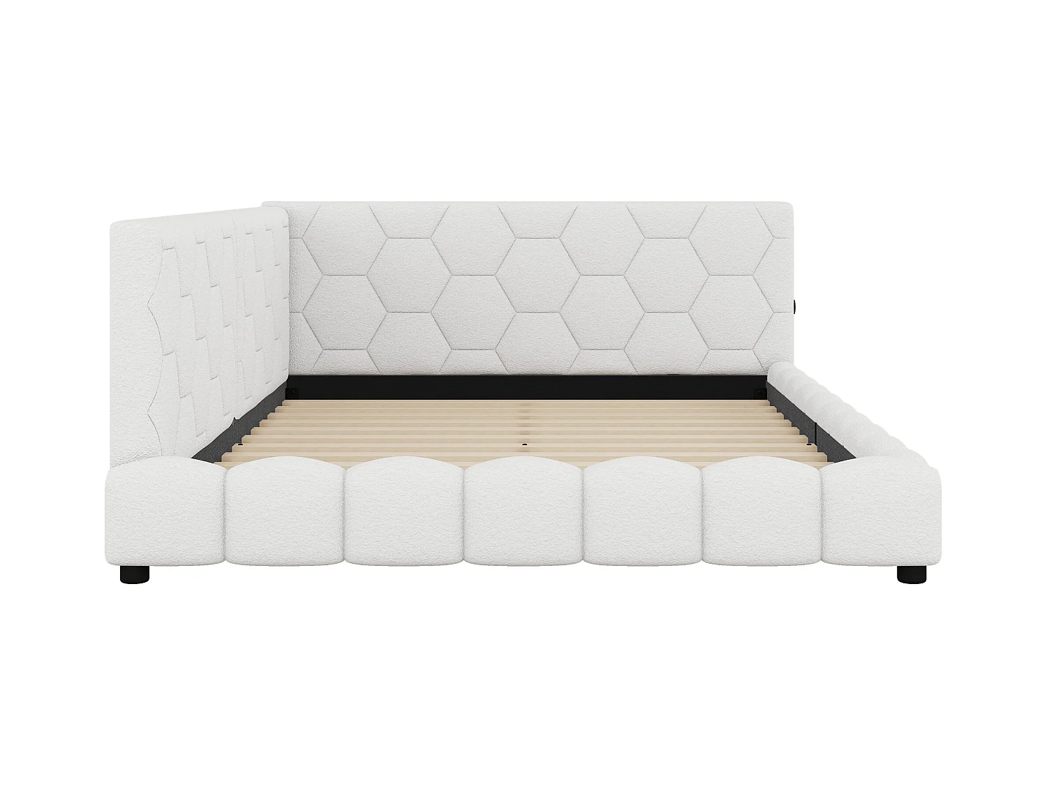 Fluweel daybed 140x200cm - met LED en USB poort - Wit
