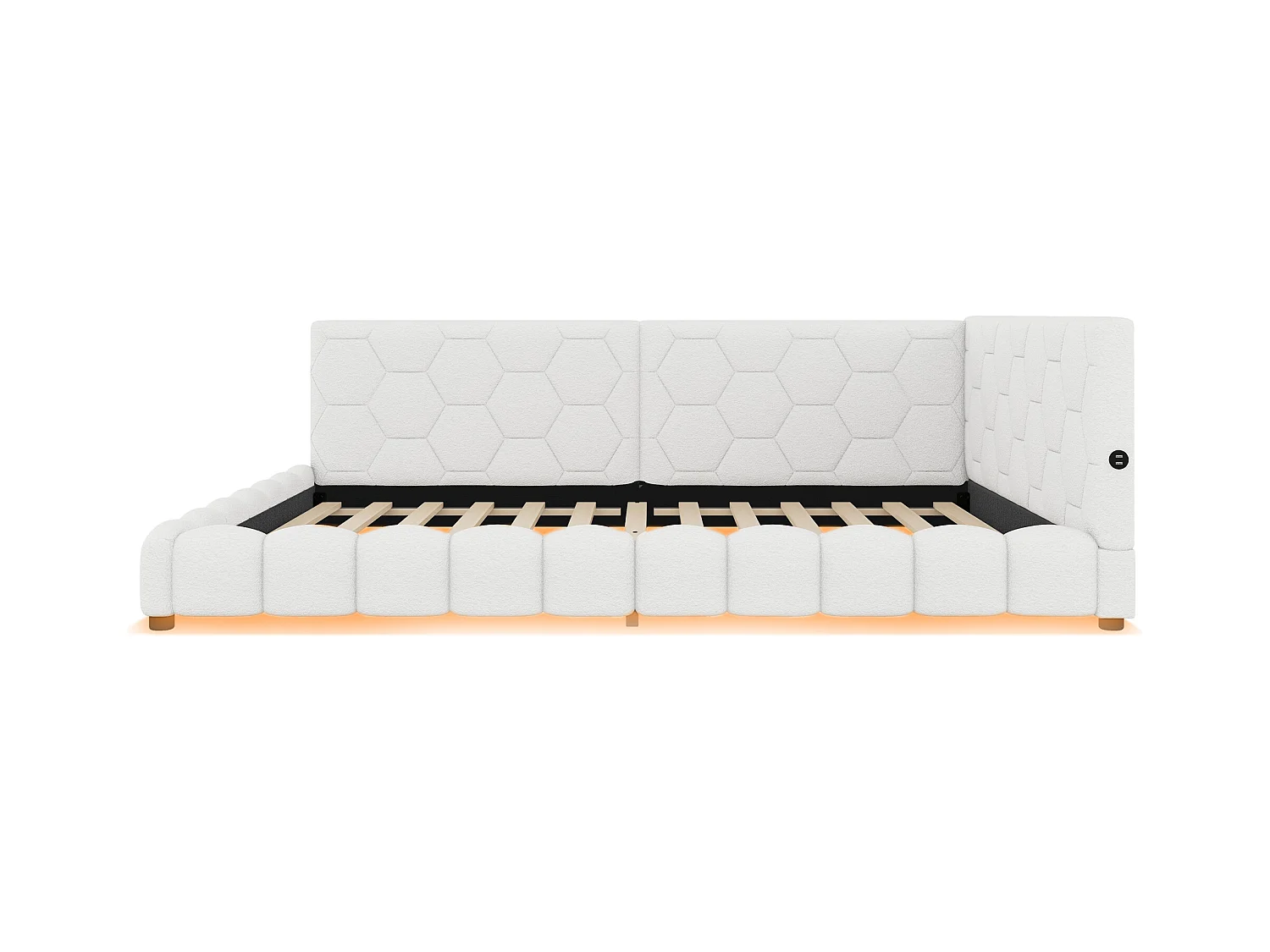 Fluweel daybed 140x200cm - met LED en USB poort - Wit