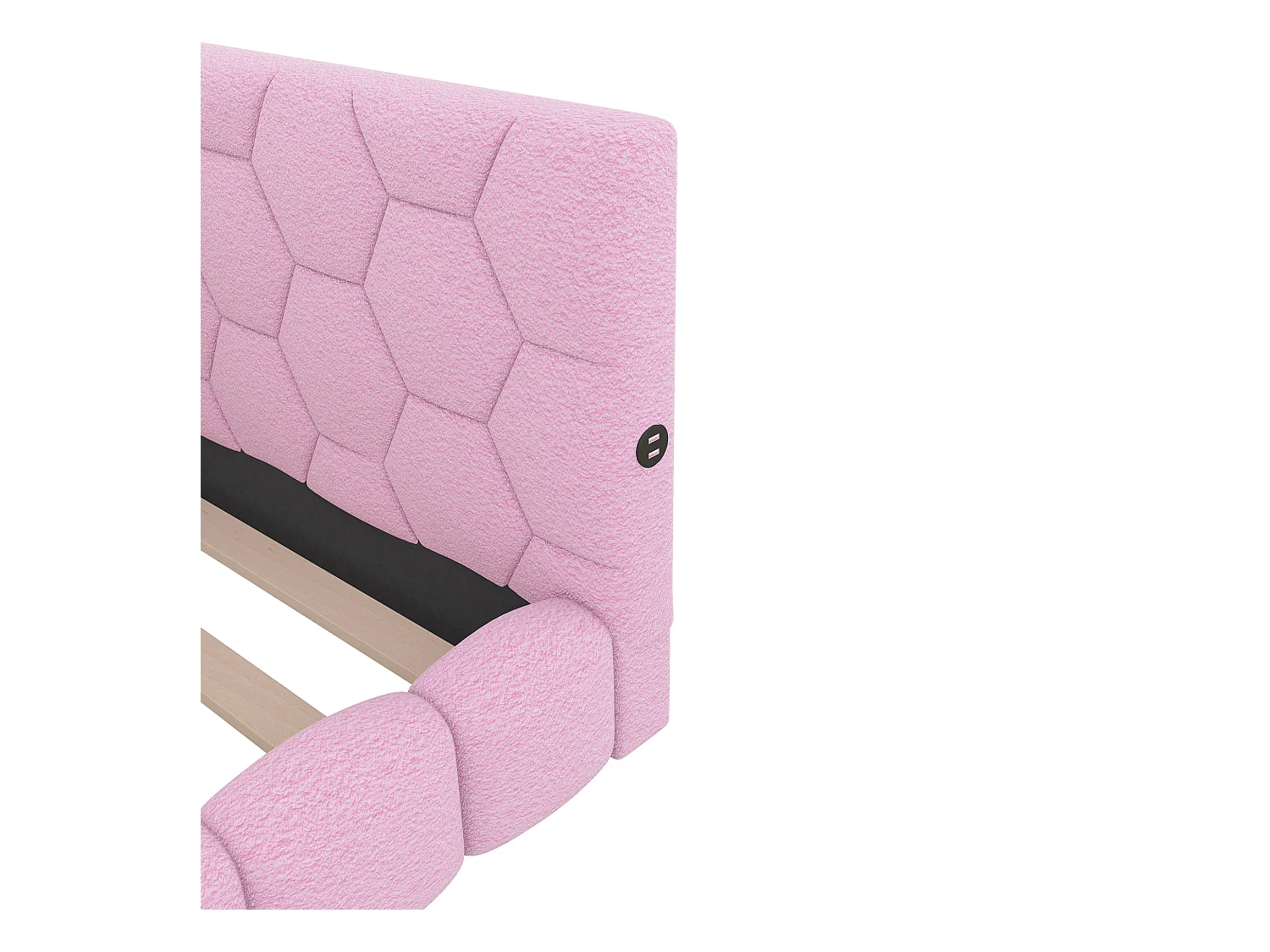 90 x 200 cm großes Schlafsofa aus Samt – mit LED und USB-Anschluss – Rosa