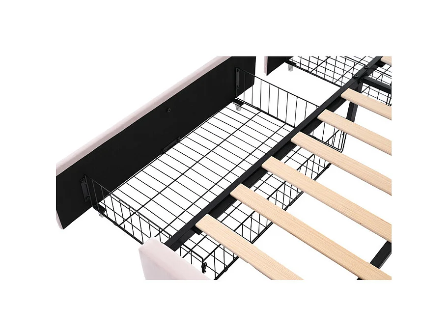 Sofá cama con 2 cajones - tejido de terciopelo - 90x200 cm - con somier - Rosa