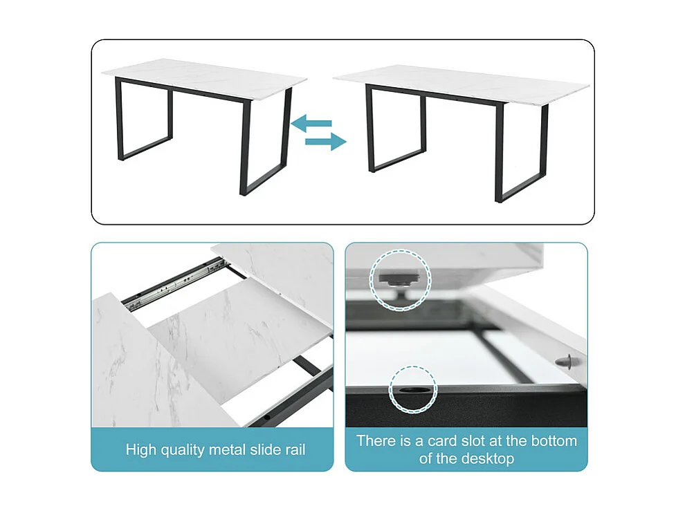 Multifunktionaler ausziehbarer Esstisch – Industriestil – Weiß