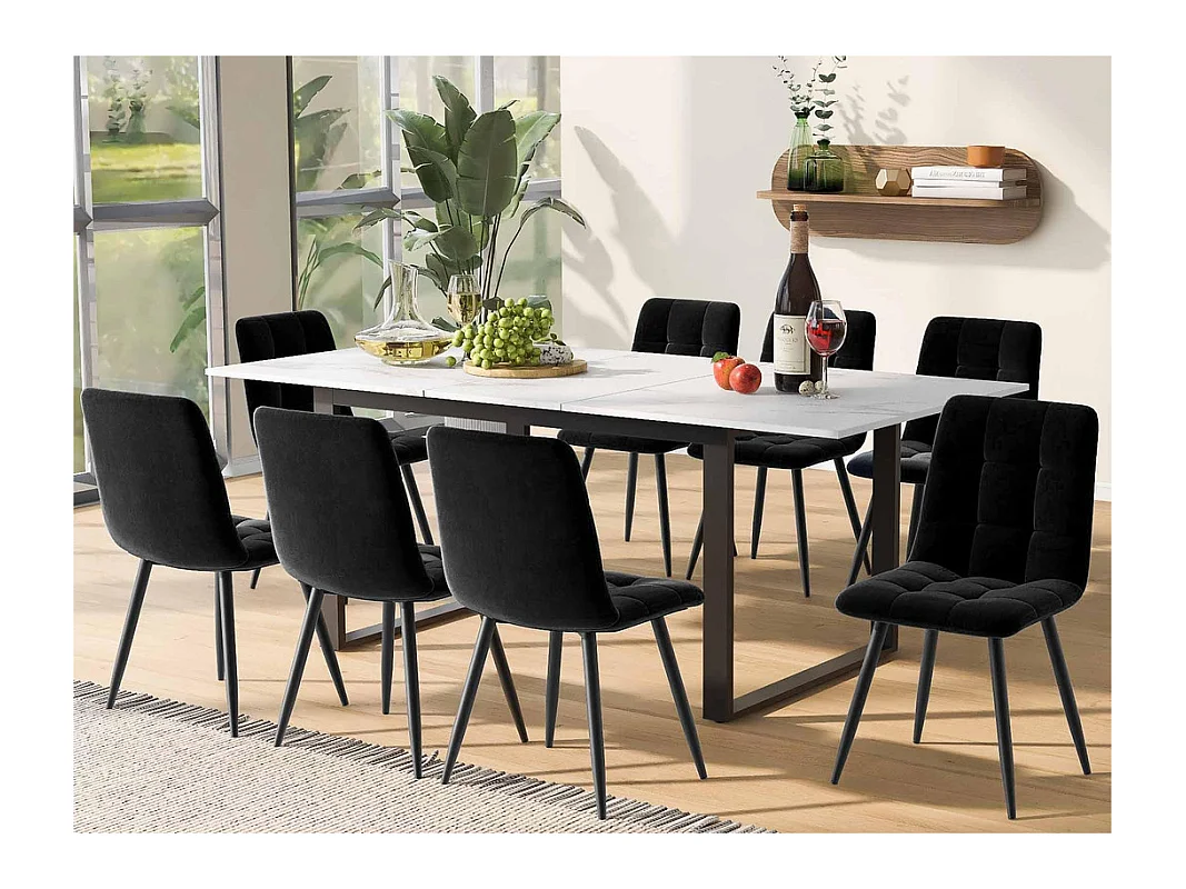Multifunctionele uitschuifbare eettafel - industriële stijl - Wit