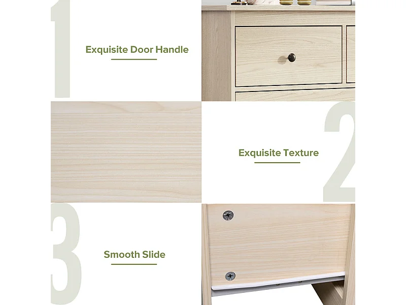 Buffet bas avec 7 tiroirs - Naturel clair