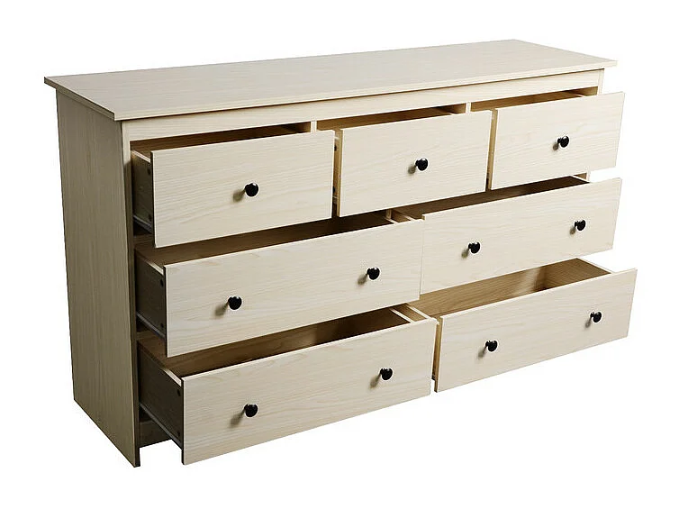 Buffet bas avec 7 tiroirs - Naturel clair