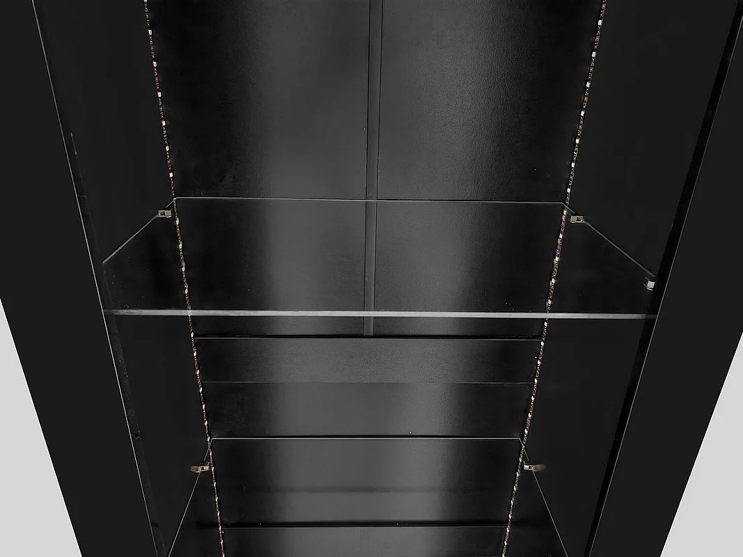 Vitrine L 166cm avec LED - 3 étagères en verre - Noir