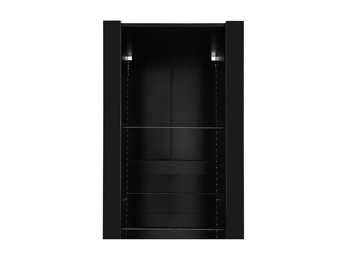 Vitrine L 166cm avec LED - 3 étagères en verre - Noir