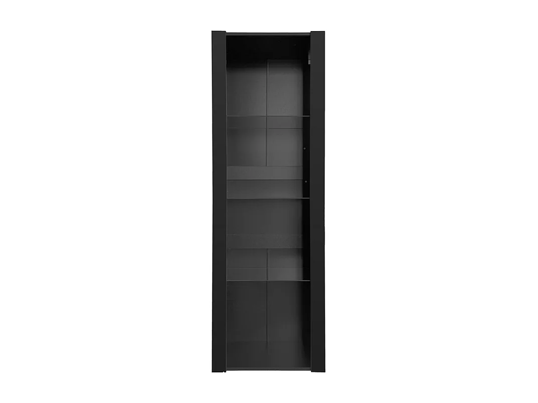 Vitrine L 166cm met LED - 3 glazen planken - Zwart