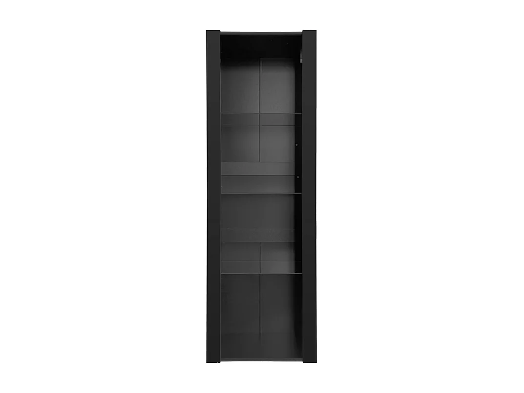 Vitrine L 166cm avec LED - 3 étagères en verre - Noir