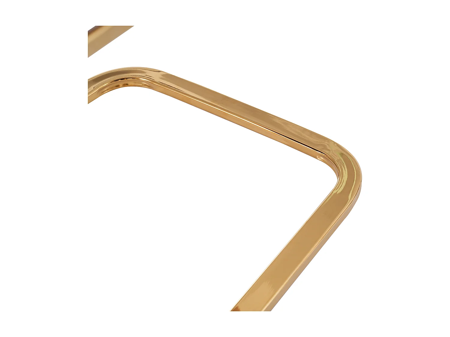 Lot de 4 Chaises cantilever en velours - dossier à motif de losange - piètement en métal doré - Beige