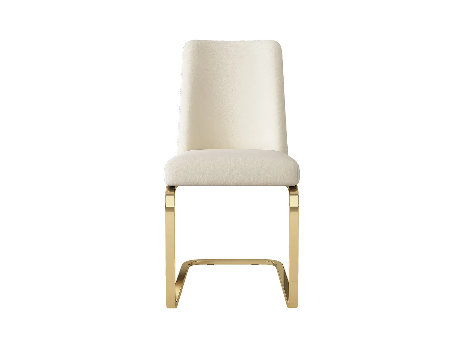 Lot de 4 Chaises cantilever en velours - dossier à motif de losange - piètement en métal doré - Beige