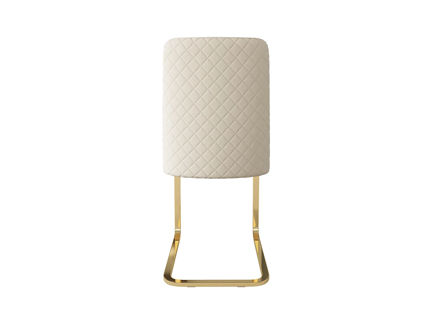 Lot de 4 Chaises cantilever en velours - dossier à motif de losange - piètement en métal doré - Beige
