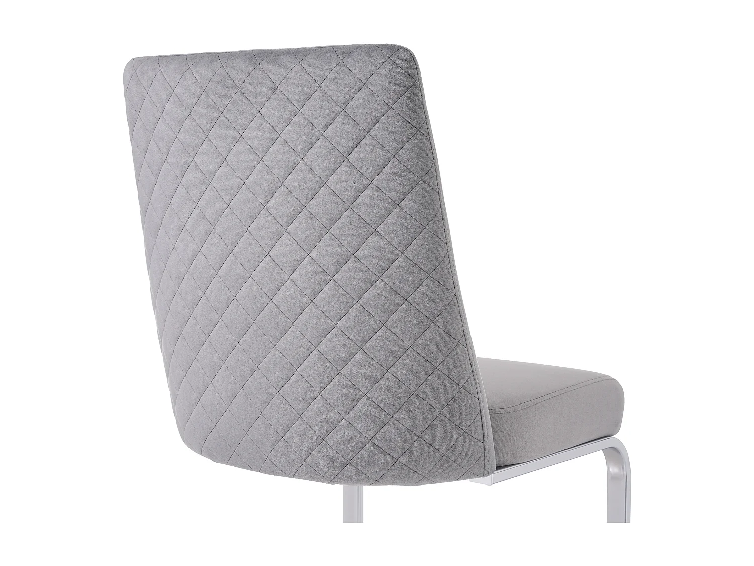 Juego de 6 sillas voladizas de terciopelo - respaldo con diseño de rombos - base de metal plateado - Gris