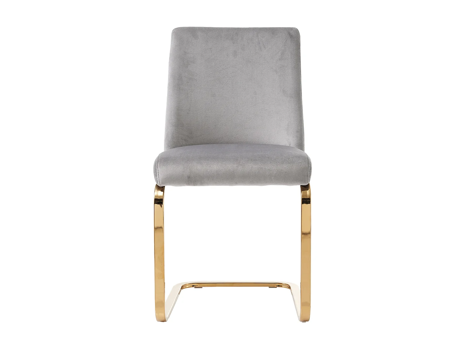 Lot de 4 Chaises cantilever en velours - dossier à motif de losange - piètement en métal doré - Gris