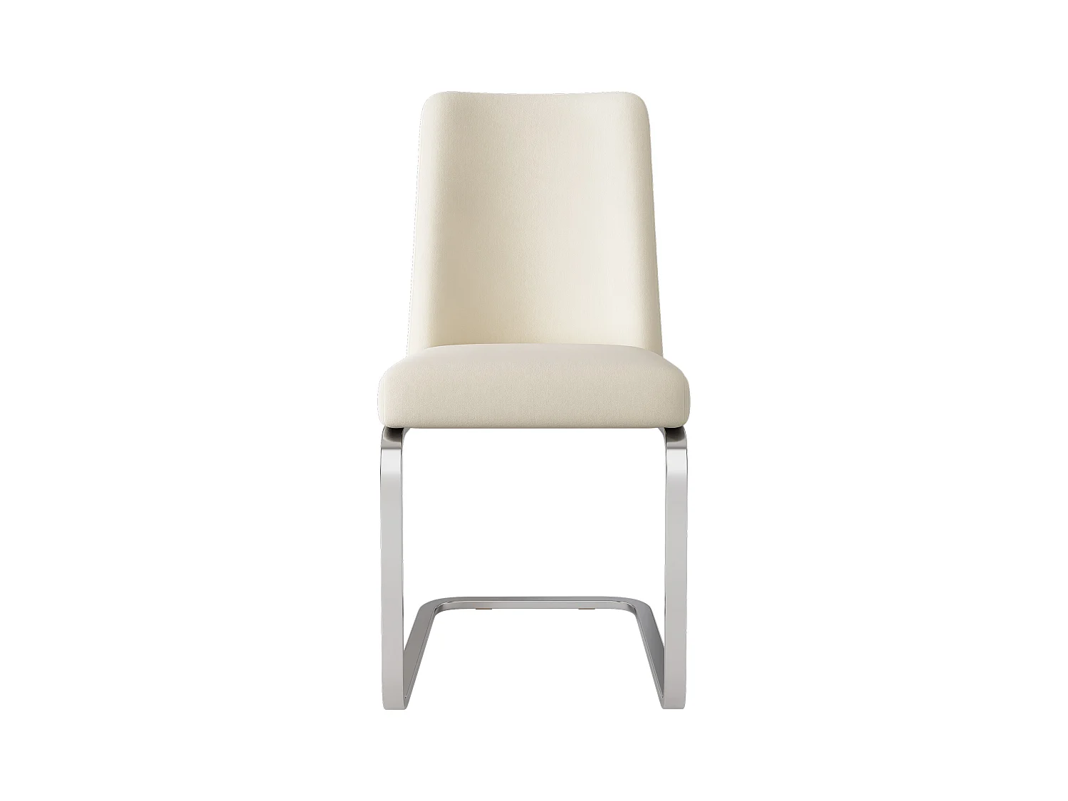 Lot de 6 Chaises cantilever en velours - dossier à motif de losange - piètement en métal argenté - Beige