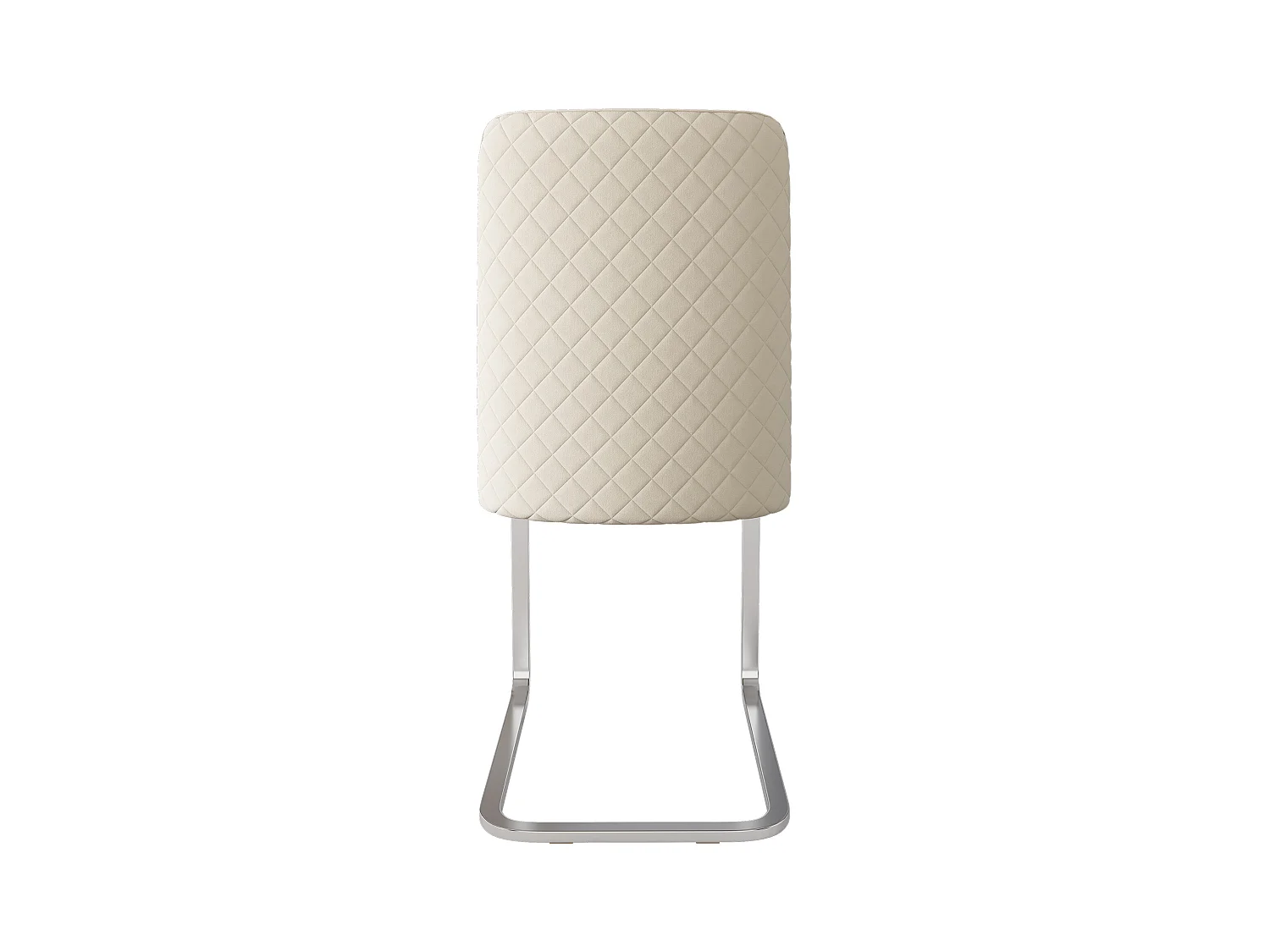 Lot de 6 Chaises cantilever en velours - dossier à motif de losange - piètement en métal argenté - Beige