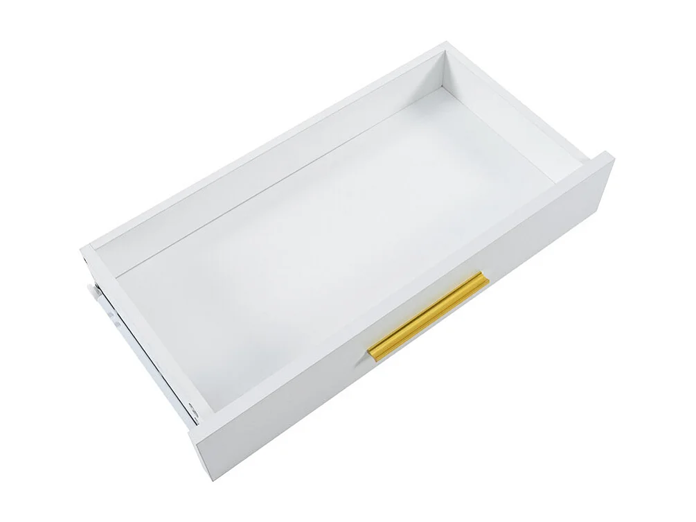 Console avec 2 tiroirs - style moderne - Blanc & Doré