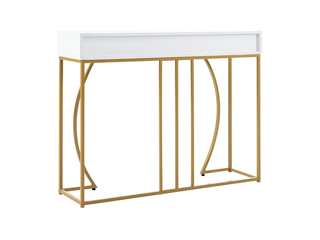 Consola con 2 cajones - estilo moderno - Blanco y Dorado