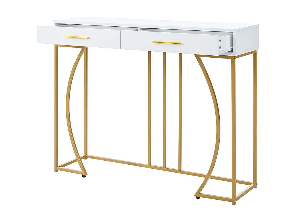 Console met 2 lades - moderne stijl - Wit & Goud
