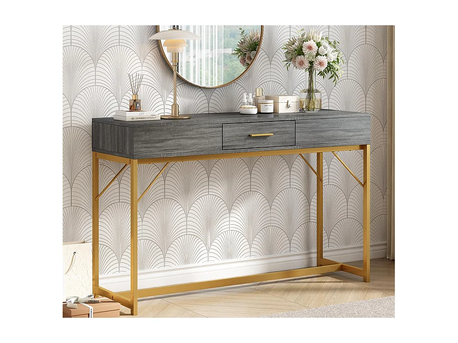 Console avec 1 tiroir - style moderne - Gris