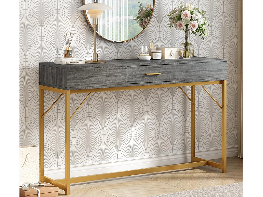 Console avec 1 tiroir - style moderne - Gris