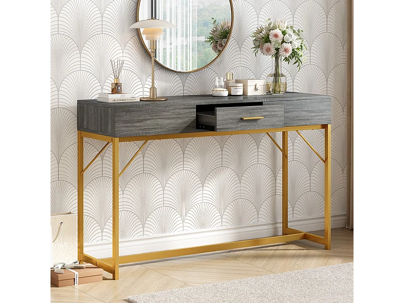 Console avec 1 tiroir - style moderne - Gris