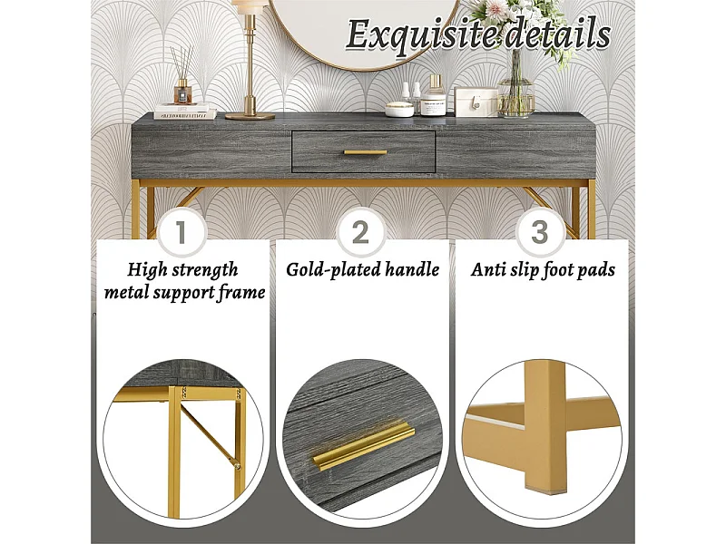 Console avec 1 tiroir - style moderne - Gris