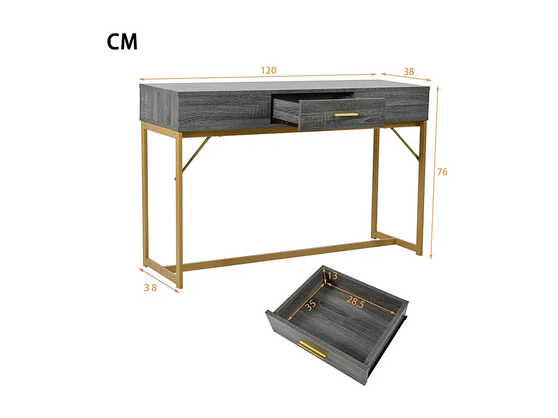 Console avec 1 tiroir - style moderne - Gris