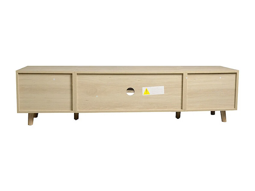Mueble TV 160cm - 1 puerta, 2 cajones y 4 compartimentos - Natural