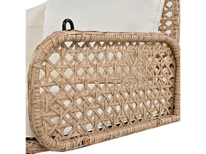 Silla colgante de ratán PE - Columpio de jardín - 2 plazas - con cojines - Beige