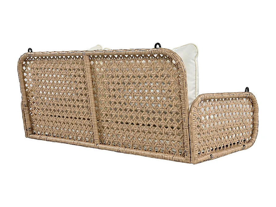 Silla colgante de ratán PE - Columpio de jardín - 2 plazas - con cojines - Beige