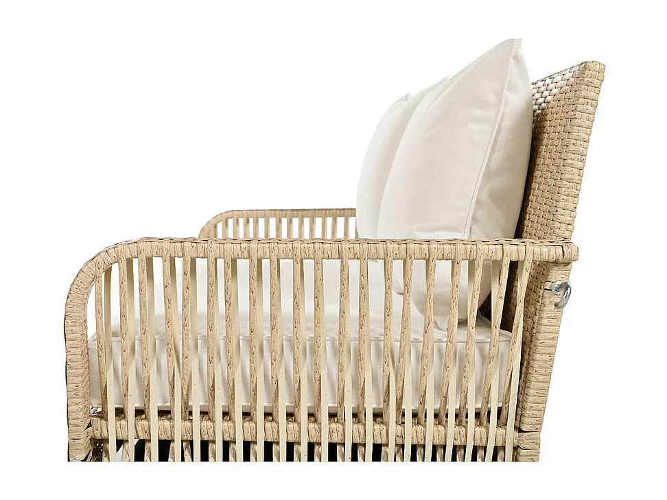 Hängesessel aus geflochtenem Harz – Gartenschaukel – 2 Plätze – mit Kissen – Beige