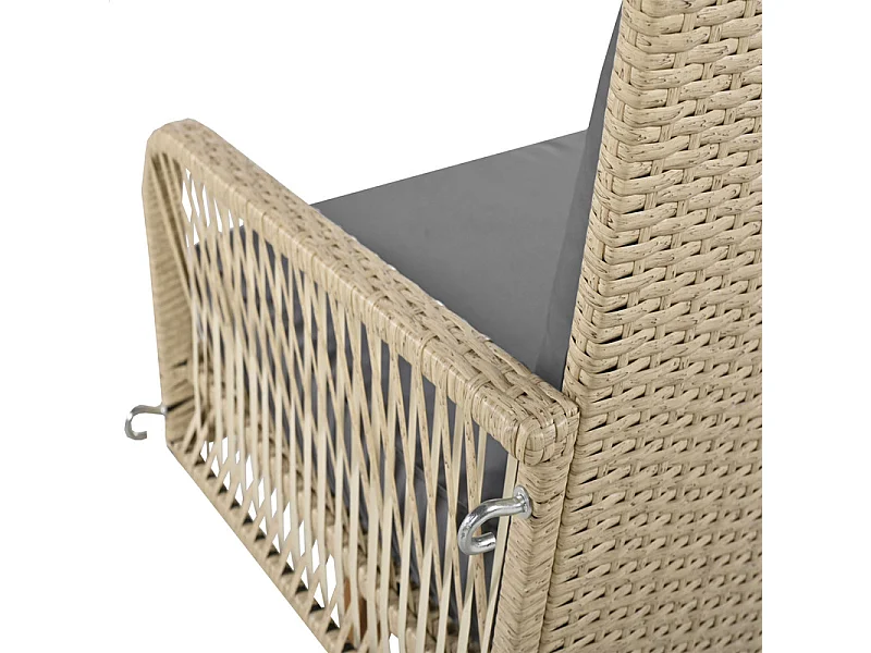 Hangstoel in geweven hars - Tuinschommel - 2 plaatsen - met kussens - Beige & Grijs