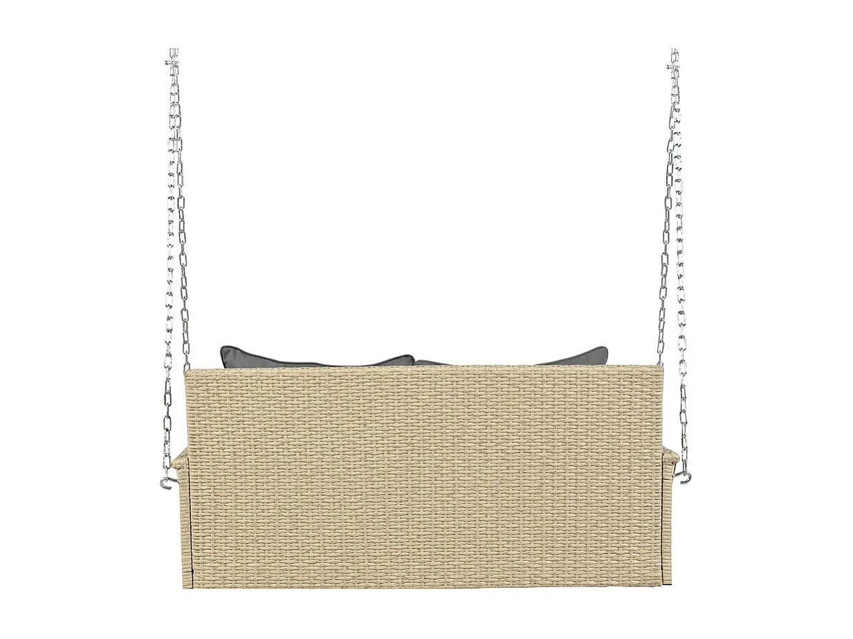 Hangstoel in geweven hars - Tuinschommel - 2 plaatsen - met kussens - Beige & Grijs