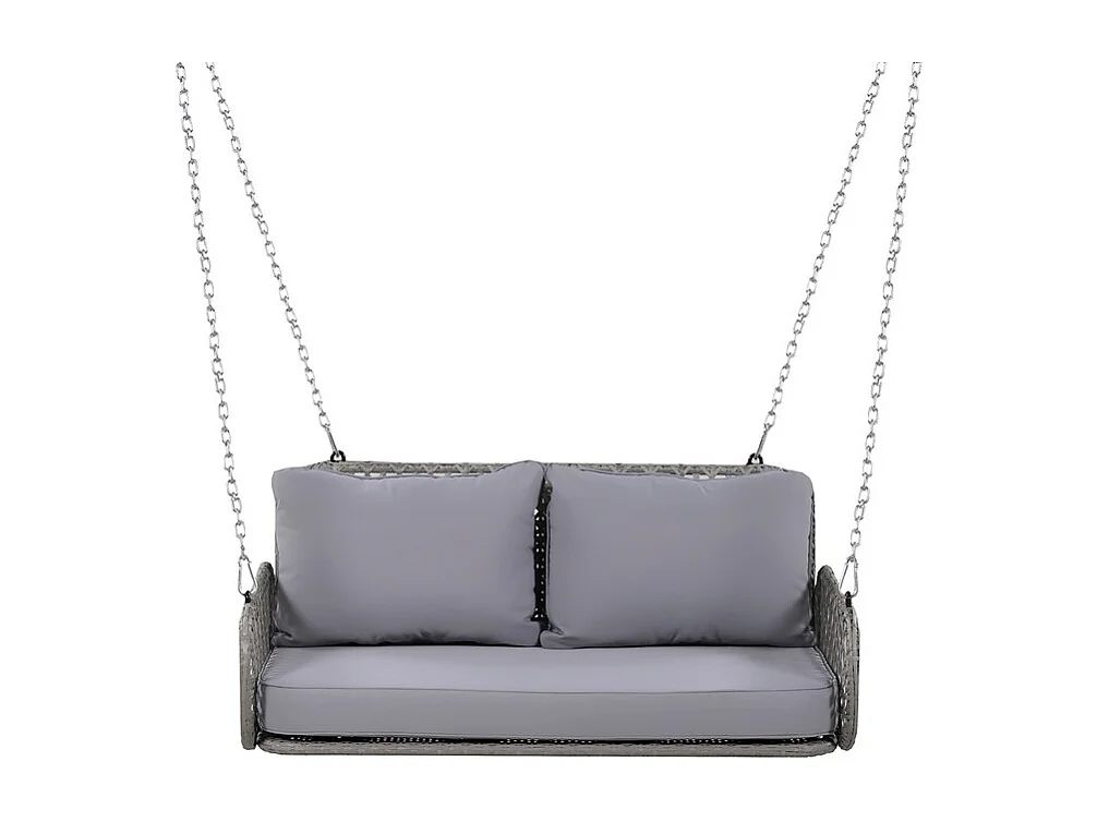 Fauteuil suspendu en PE Rotin - Balancelle de jardin - 2 places - avec coussins - Gris