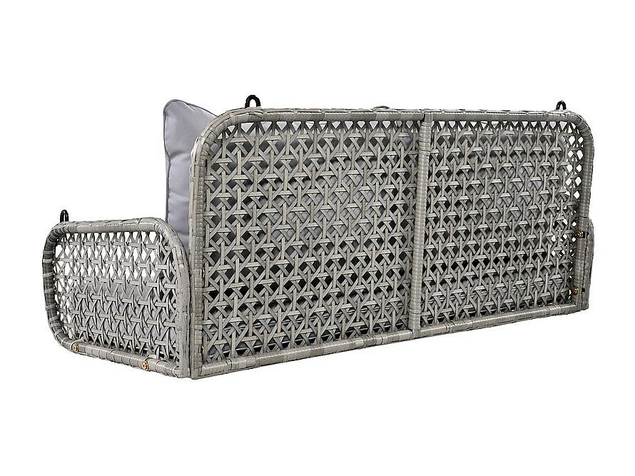 Fauteuil suspendu en PE Rotin - Balancelle de jardin - 2 places - avec coussins - Gris