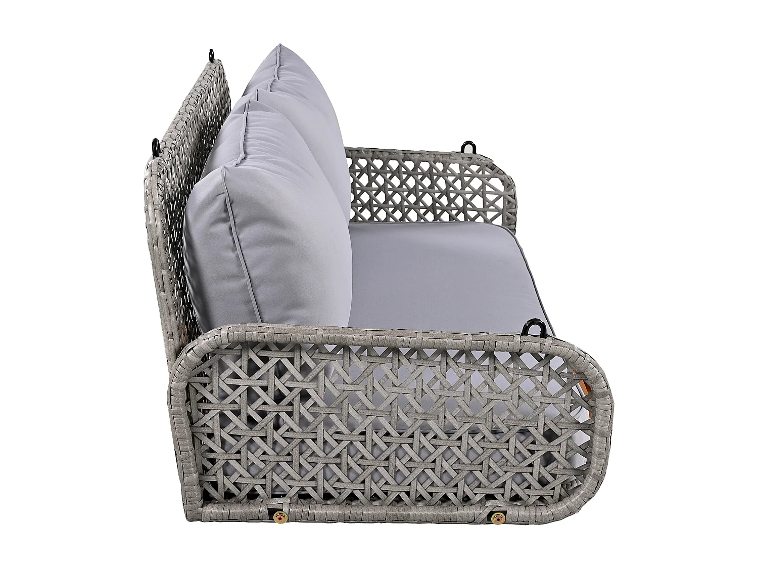 Fauteuil suspendu en PE Rotin - Balancelle de jardin - 2 places - avec coussins - Gris