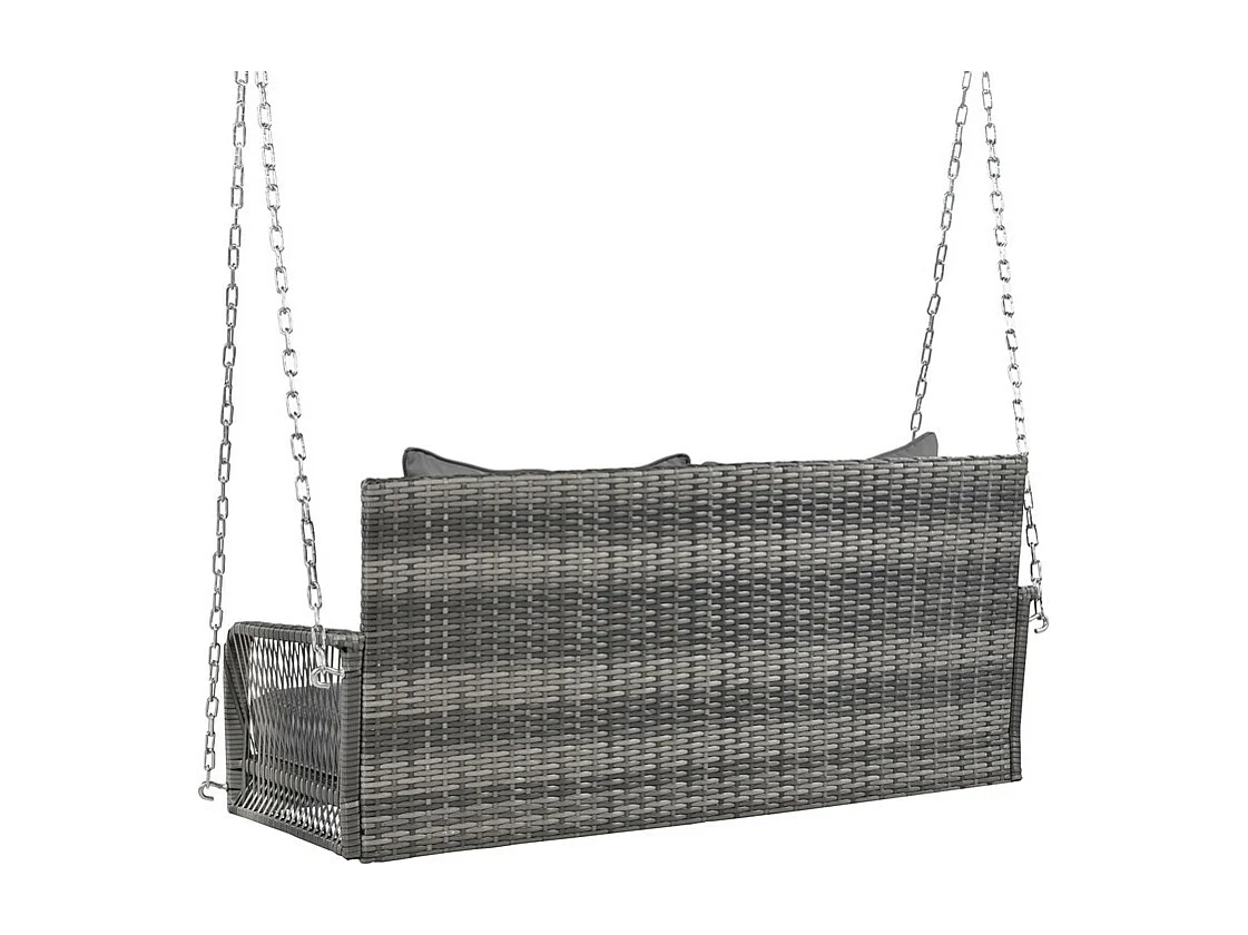 Hängesessel aus geflochtenem Harz – Gartenschaukel – 2 Plätze – mit Kissen – Grau