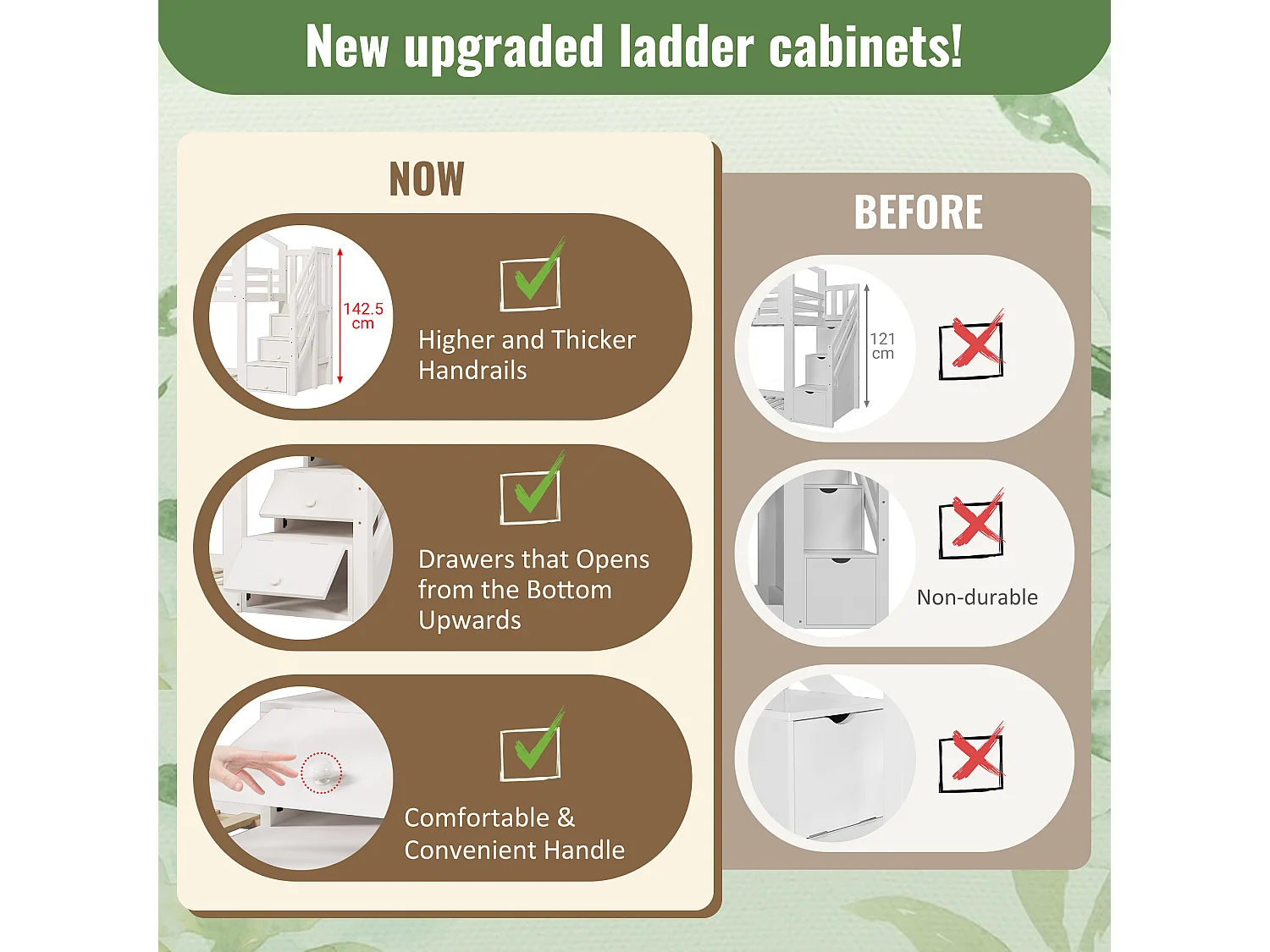 Lit superposé 90x200cm en bois massif - avec toboggan et escalier de rangement- Blanc