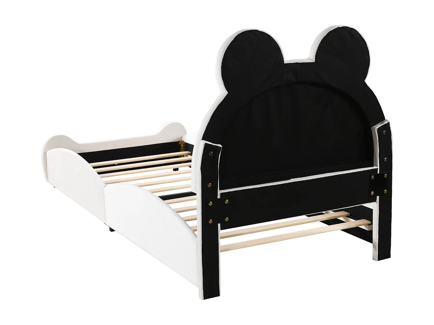 Gestoffeerd bed met hoofdeinde 90 x 200 cm - Beervorm - Fluweel - Wit