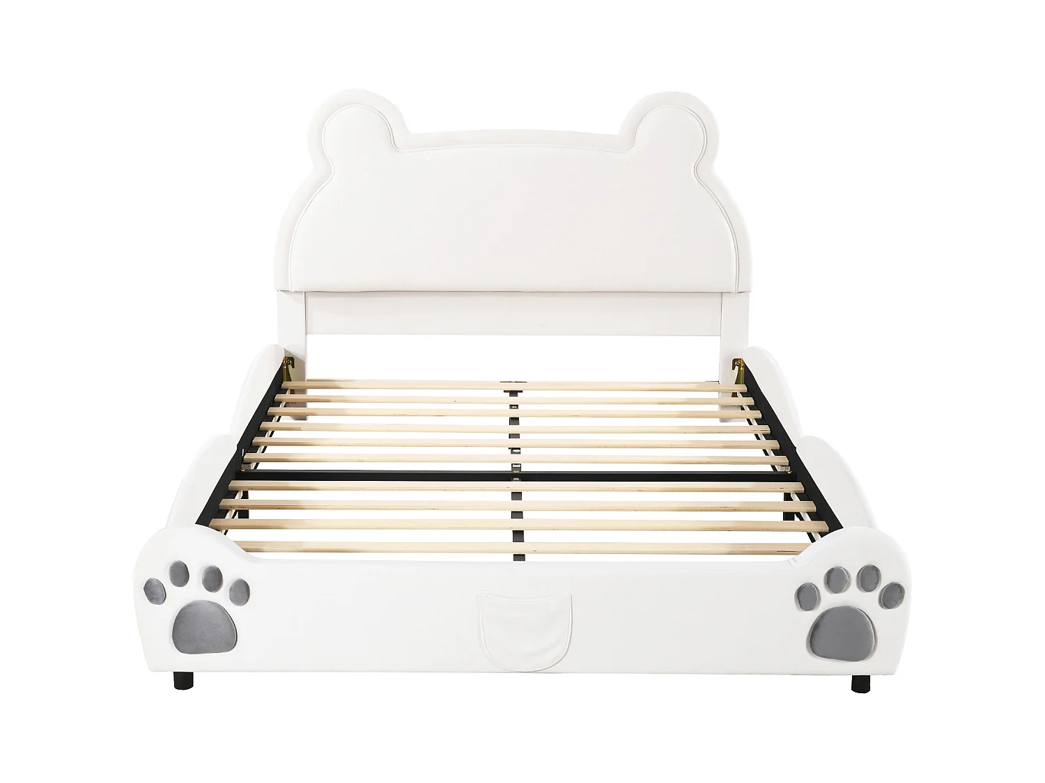 Gestoffeerd bed met hoofdbord 140 x 200 cm - Beervorm - Fluweel - Wit