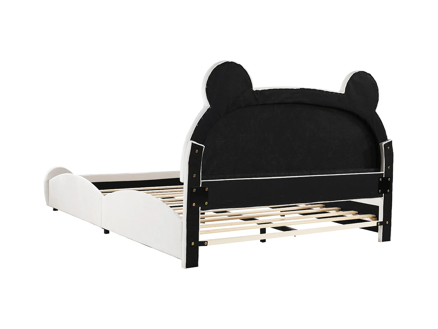 Gestoffeerd bed met hoofdbord 140 x 200 cm - Beervorm - Fluweel - Wit