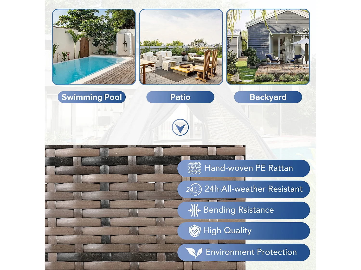 Canteiro de jardim de dossel 2 a 4 lugares - Rattan cinza e cortina de porta bege - Almofadas incluídas - para exterior