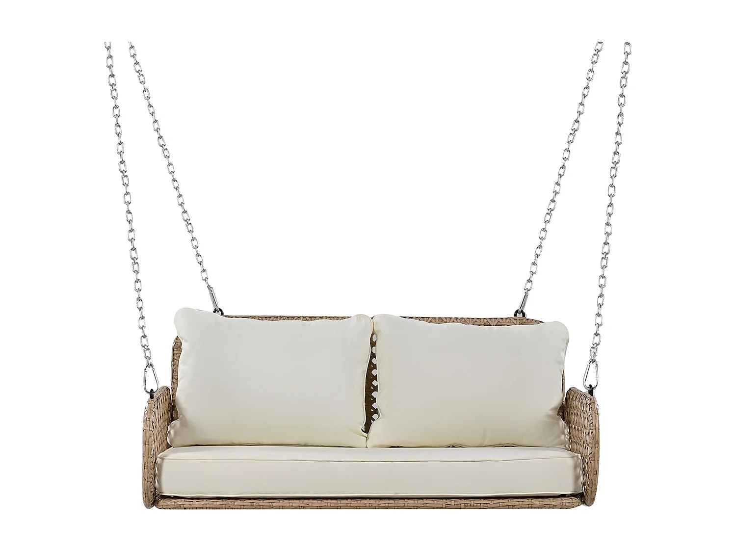 Poltrona sospesa da 240 cm in rattan PE - 2 posti - Cuscini inclusi - Beige